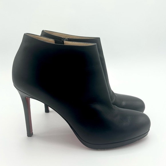 Christian Louboutin Belle 100 Boots Leather Ankle Booties Heels Size 38 - Picture 2 of 9